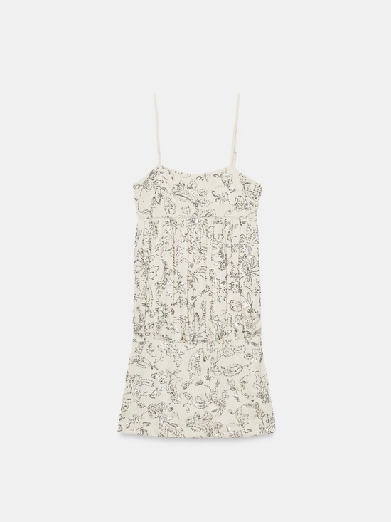 Zara Dresses & Skirts - Zara Cream Mini Dress with Black Paisley Motif